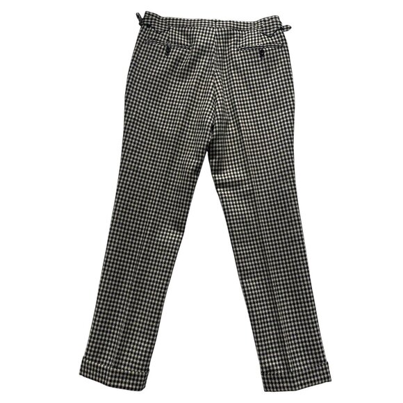 Black & White Shepherds Check Wool Trousers - Picture 5 of 6